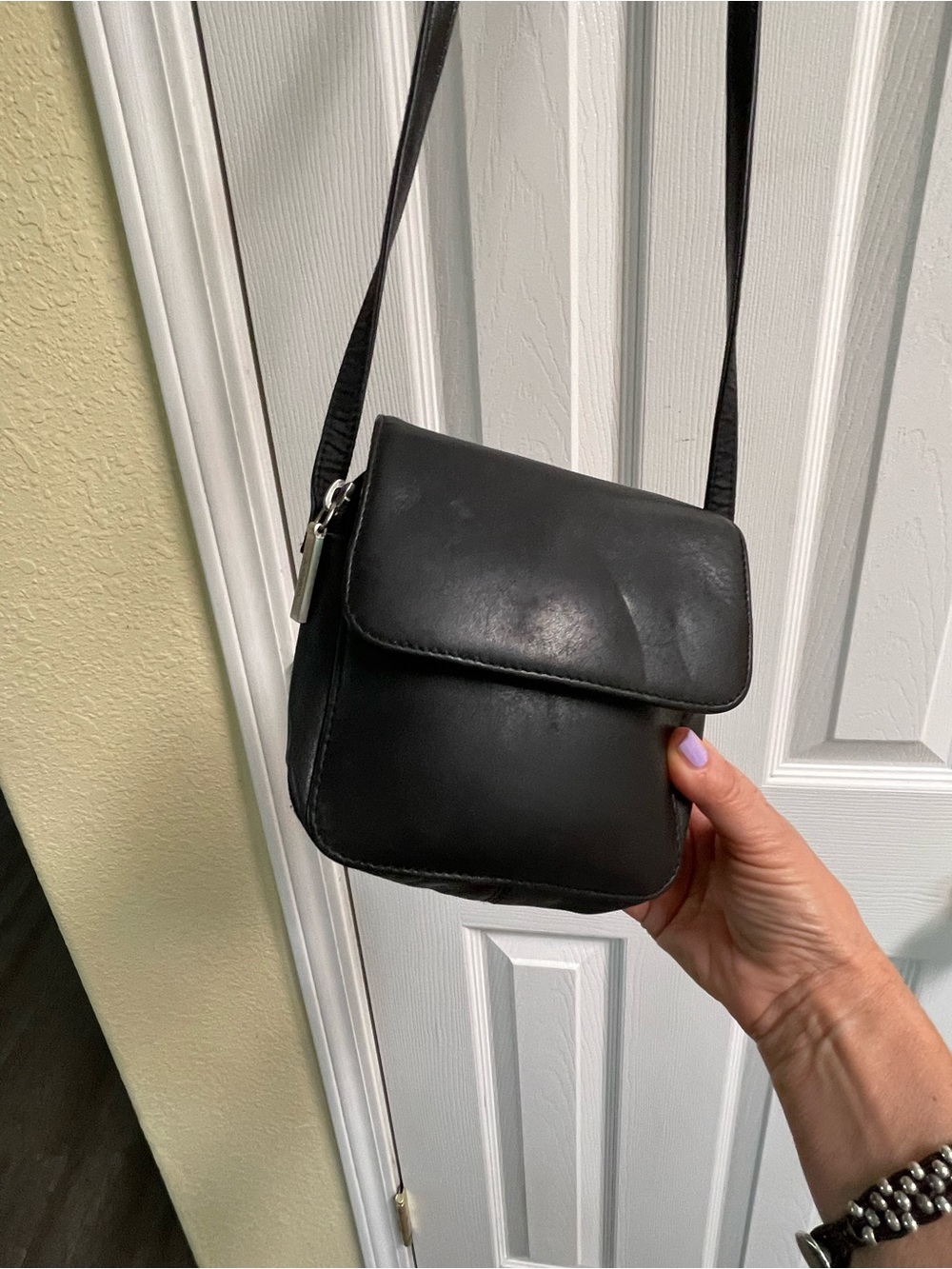 HOBO Black Leather Crossbody Mini Bag